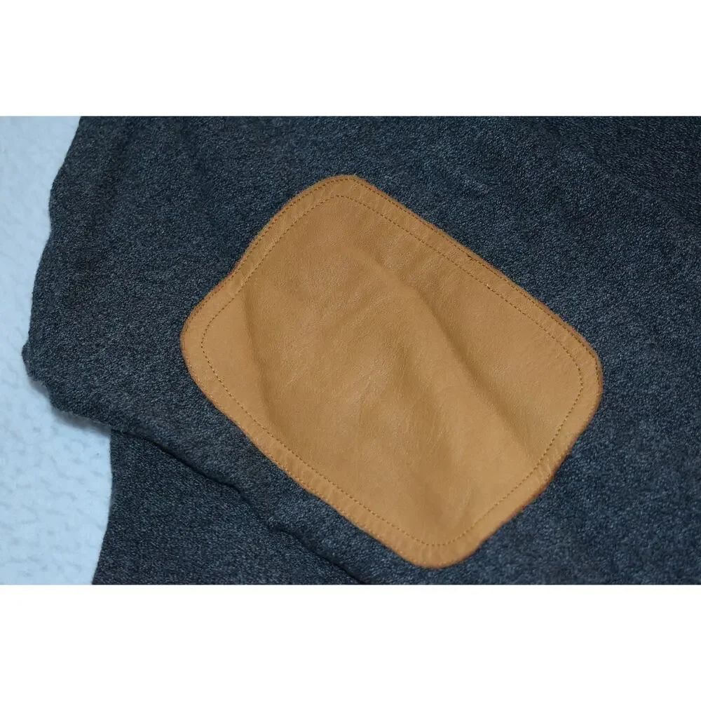 Orvis Charcoal Gray Quarter-Zip Sweater with Tan Elbow Patches